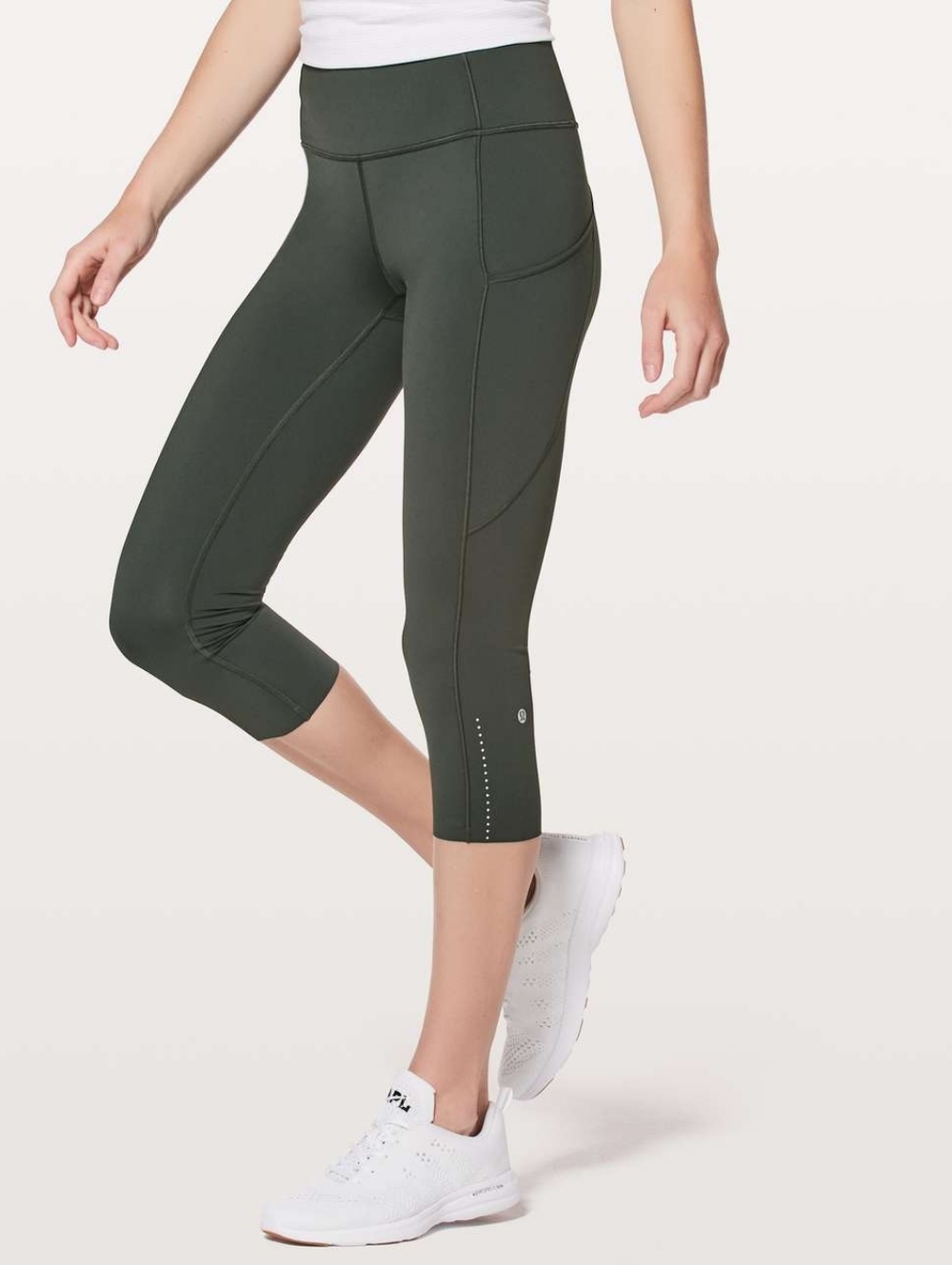 Lululemon Fast & Free Olive Green High Rise Nulux Cropped Tight Leggings